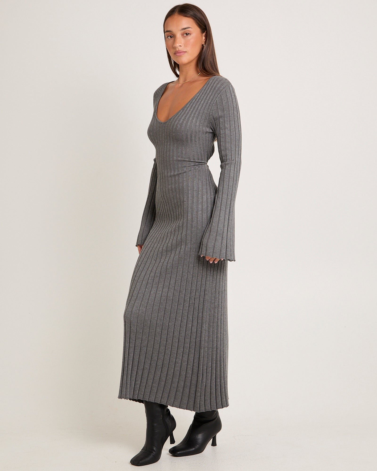 1-117340.jpg Sophie Long Sleeve Rib Knit Dress - Image 1