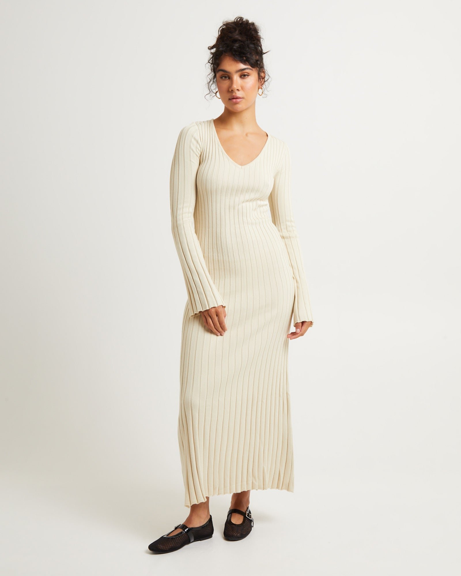 1-90645.jpg Sophie Long Sleeve Rib Knit Dress - Image 1