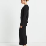 Sophie Long Sleeve Rib Knit Dress Black