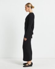Sophie Long Sleeve Rib Knit Dress Black - Image 2