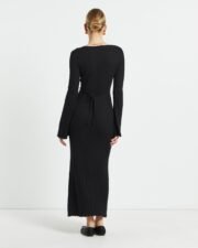 Sophie Long Sleeve Rib Knit Dress Black - Image 3