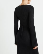 Sophie Long Sleeve Rib Knit Dress Black - Image 5